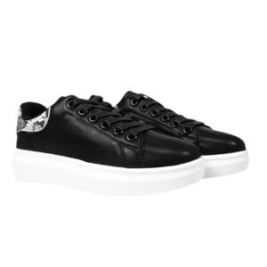 Miki Low Top Platform Sneaker Black/Snake Skin 9